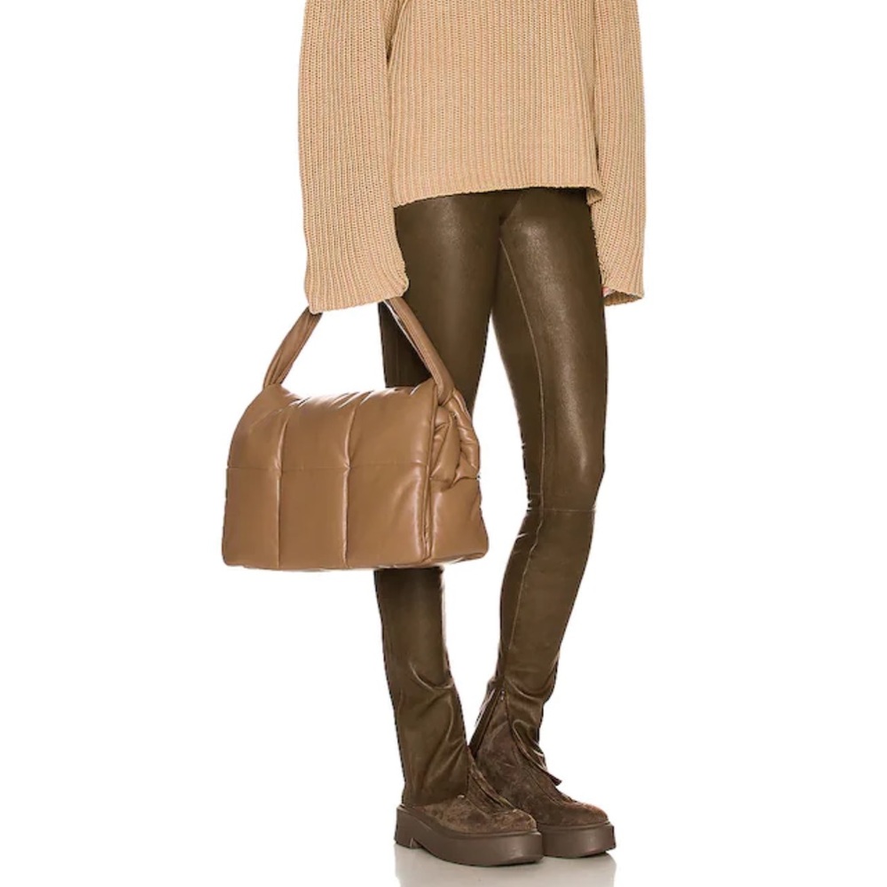 Stand Studio Tan Padded Leather Top-Handle Clutch - Picture 2 of 12
